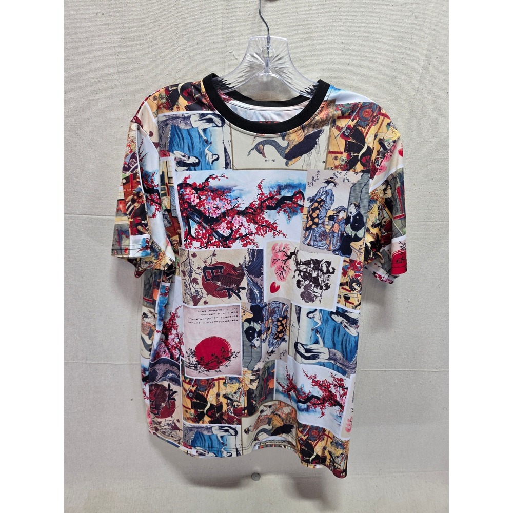 Fresh Prints of Tokyo Japanese Art All Over Print T-Shirt Large Samurai Geisha
